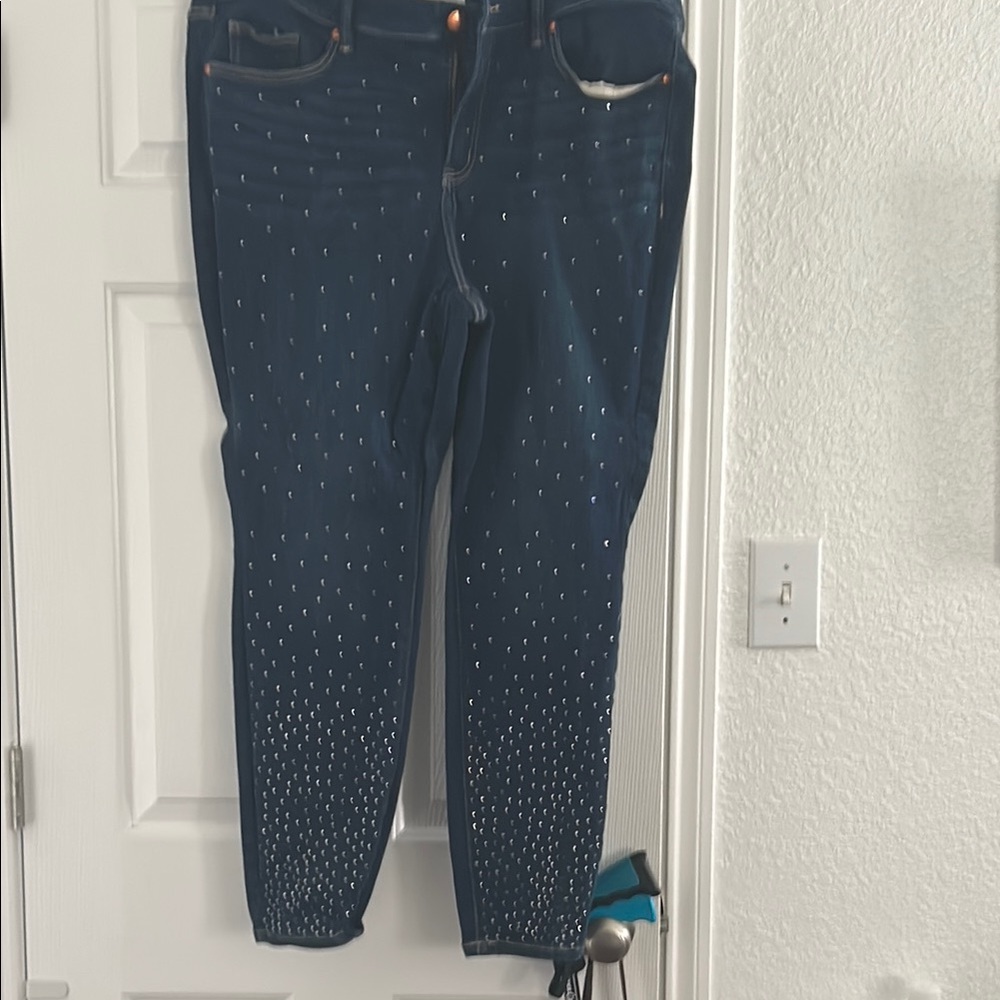 Elegant Navy Studded Skinny Jeans